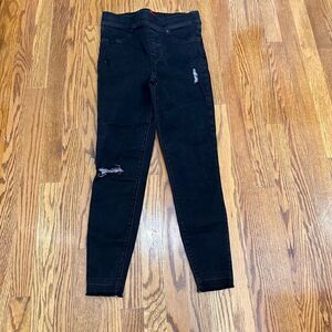 Spanx Black Distressed Skinny Jeans